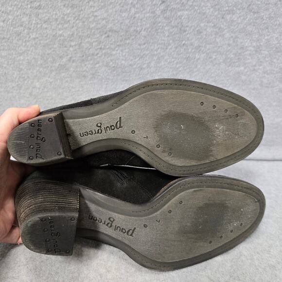 Paul Green Black Suede Nora Heeled Ankle Booties Size 7 - Picture 5 of 9